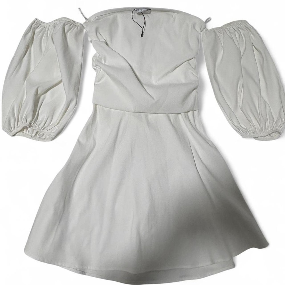 Off the shoulder Zara White puffy Sleeve Dress